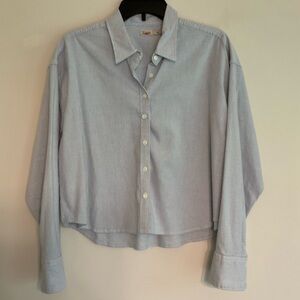 Faherty Stretch Oxford Crop Shirt~Classic Stripe~Size Medium~NWOT!